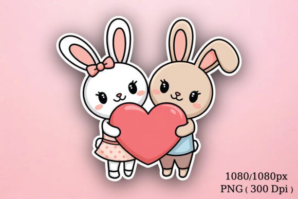 Download Bunny Couple Valentines Day Sticker, PNG - Sticker Collection