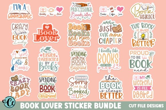 Download Book Lover Printable Sticker Bundle - Sticker Collection