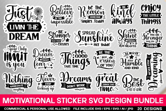 Download Motivational Sticker Svg Bundle - Sticker Collection