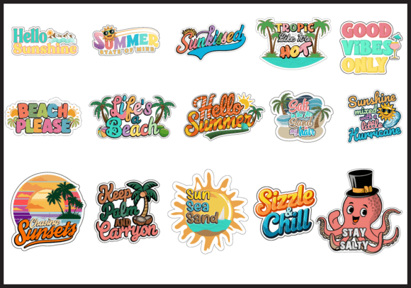 Download Summer Sticker Bundle, Beach Stickers - Sticker Collection