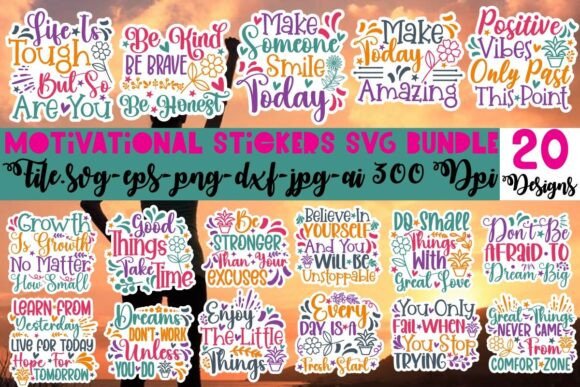 Download Motivational Stickers SVG Bundle - Sticker Collection