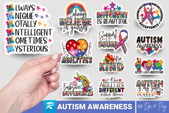 Download Autism Awareness Stickers Png Bundle - Sticker Collection