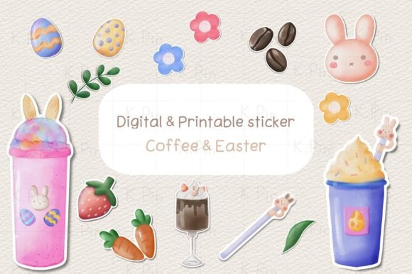 Download Coffee Easter Digital Stickers Set - Sticker Collection
