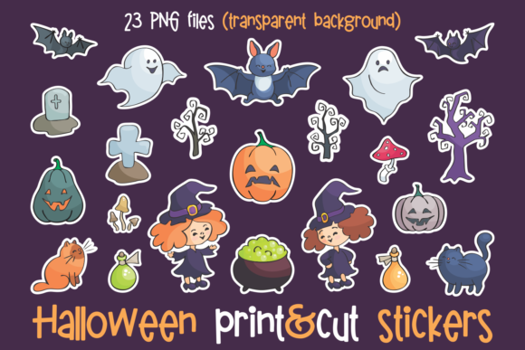 Download Halloween Print and Cut Stickers Set. - Sticker Collection