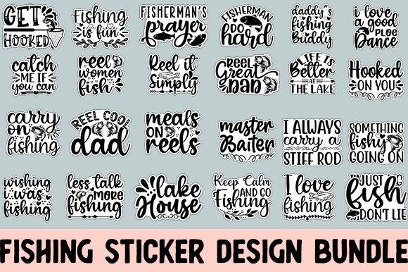 Download The Huge Fishing Sticker 30 Design Bundl - Sticker Collection