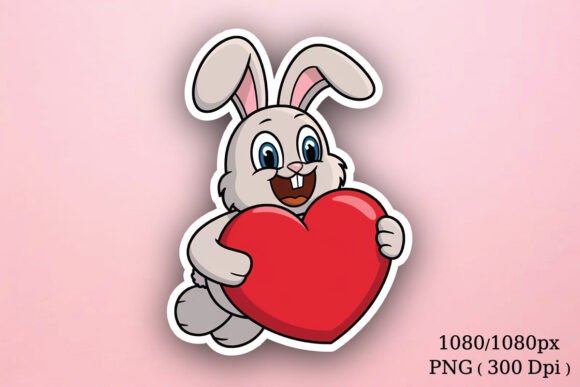 Download Cute Bunny Valentines Day Sticker, PNG - Sticker Collection