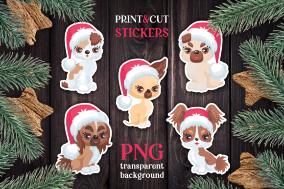 Download Dog Christmas Print and Cut Stickers PNG - Sticker Collection