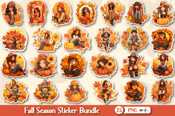 Download Fall Autumn Stickers with Cute Character - Sticker Collection