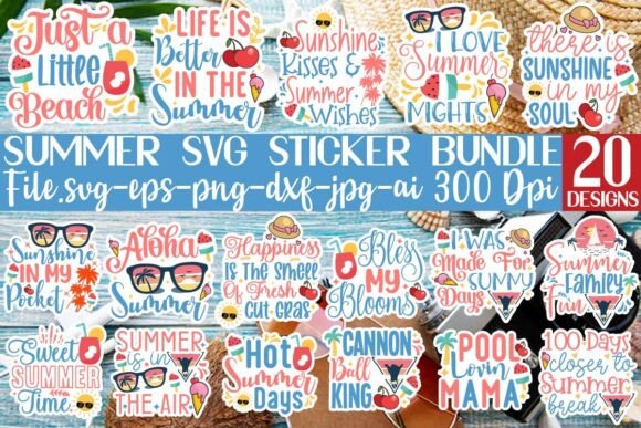 Download Summer Sticker SVG Bundle - Sticker Collection