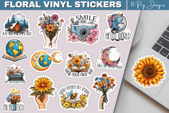 Download Floral Vinyl Printable Stickers Bundle - Sticker Collection