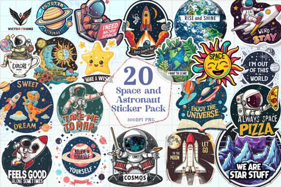 Download Space and Astronaut Sticker Pack Bundle - Sticker Collection