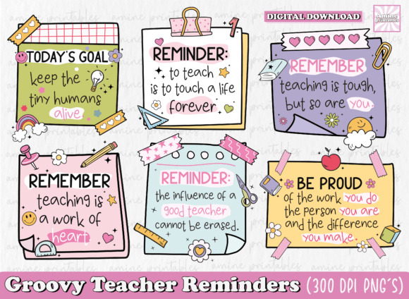 Download Groovy Teacher Reminders Stickers PNG - Sticker Collection