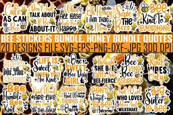 Download Bee Stickers Bundle, Honey Bundle Quotes - Sticker Collection