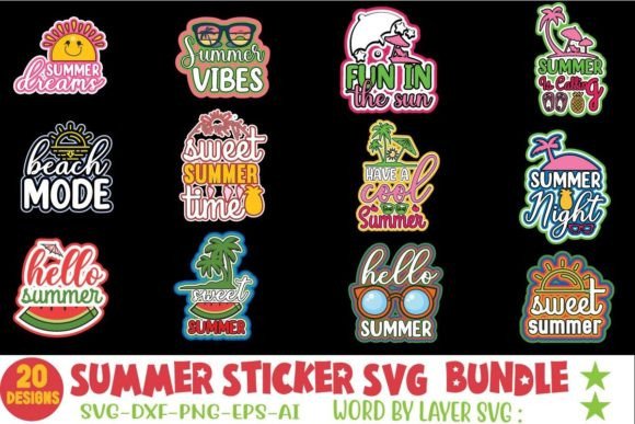 Download Summer Sticker SVG Bundle - Sticker Collection