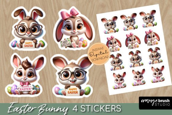Download Cute Easter Bunny Stickers PNG for Kids - Sticker Collection