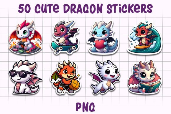Download Dragon Sticker Bundle | 50 PNG Stickers - Sticker Collection