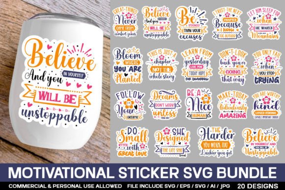 Download Motivational Sticker Svg Bundle - Sticker Collection