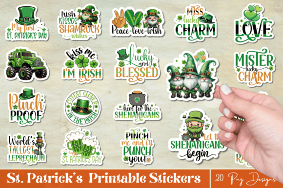 Download St . Patrick Printable Stickers Bundle - Sticker Collection