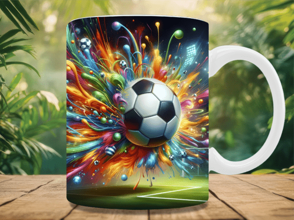 Download Colorful Fire Soccer Ball Mug Wrap - Fire Collection