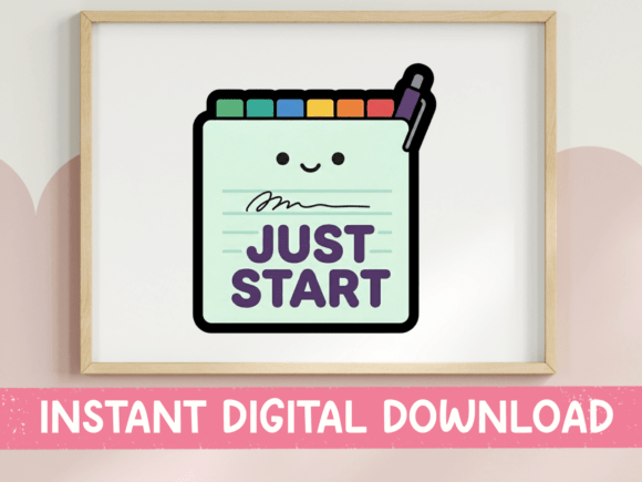 Download Just Start Kawaii Notepad Sticker Design - Sticker Collection