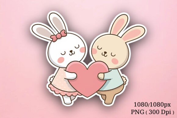 Download Bunny Couple Valentines Day Sticker, PNG - Sticker Collection