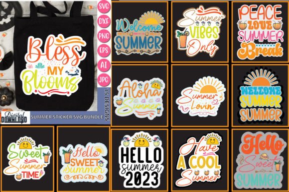 Download Summer Sticker SVG Bundle - Sticker Collection