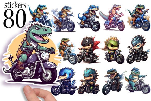 Download Cute Dinosaur Biker Stickers for Kids - Sticker Collection