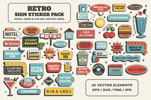Download Retro Sign Sticker Pack - Sticker Collection