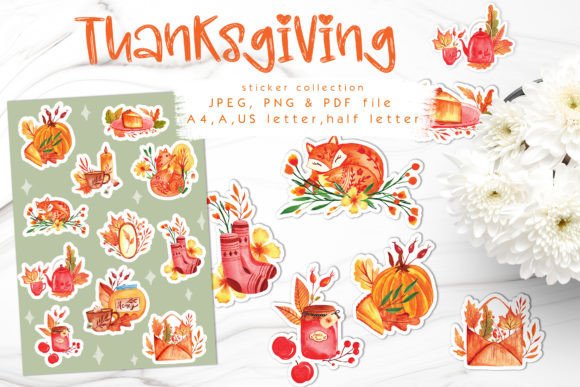 Download Autumn / Thanksgiving Sticker Sheet - Sticker Collection