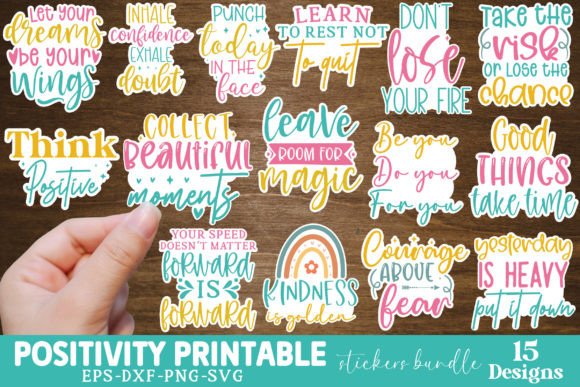 Download Positivity Printable Stickers Bundle - Sticker Collection