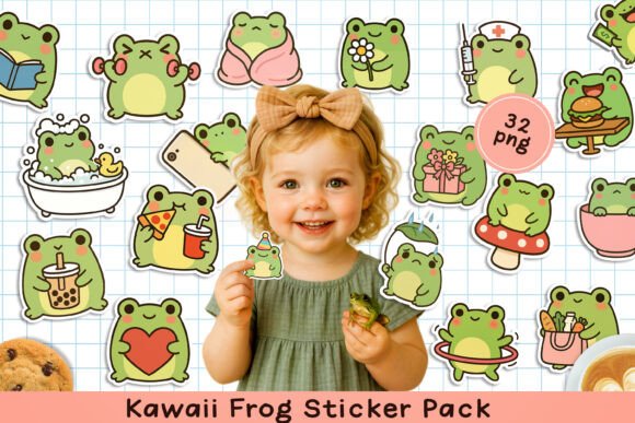 Download Cute Kawaii Frog Printable Stickers. PNG - Sticker Collection