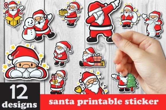 Download Santa Printable Sticker Bundle Christmas - Sticker Collection