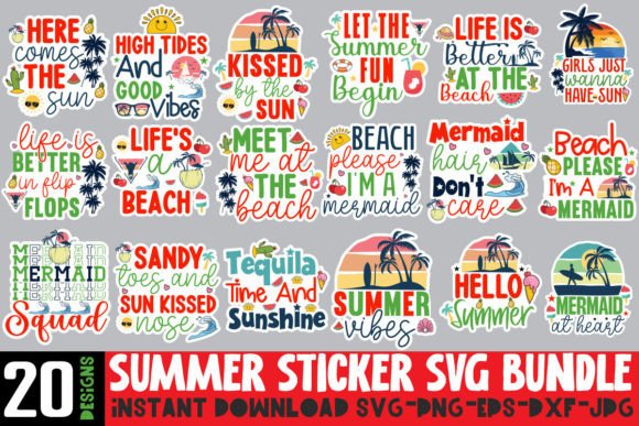Download Summer Sticker SVG Bundle, Summer SVG - Sticker Collection