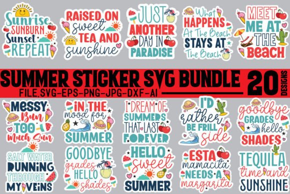 Download Summer Sticker SVG Bundle, Summer SVG - Sticker Collection