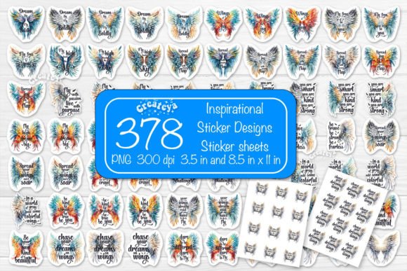 Download Inspirational Stickers Bundle PNG Wings - Sticker Collection