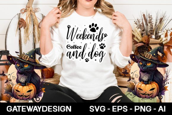Download Weekends Coffee and Dog Sticker Design - Sticker Collection