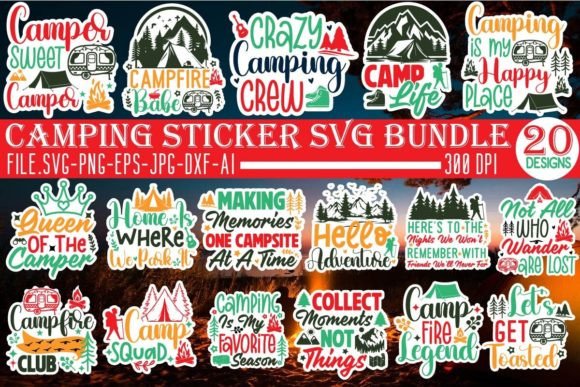 Download Camping Sticker SVG Bundle, Camping SVG - Sticker Collection