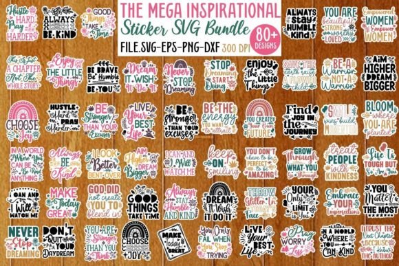 Download Mega Inspirational Sticker SVG Bundle - Sticker Collection