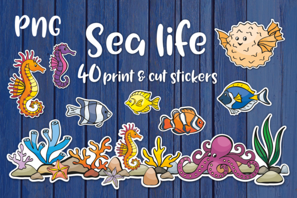 Download Sea Life Printable Stickers Bundle PNG - Sticker Collection