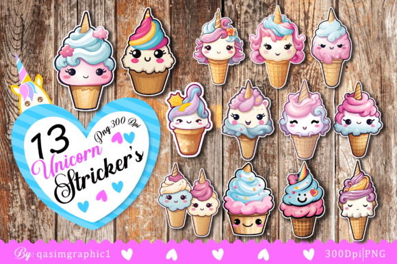 Download Cute Unicorn Ice Cream Printable Sticker - Sticker Collection