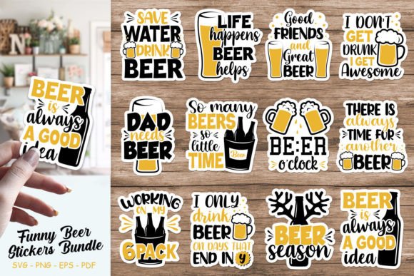 Download Funny Beer Sticker Bundle Svg - Sticker Collection