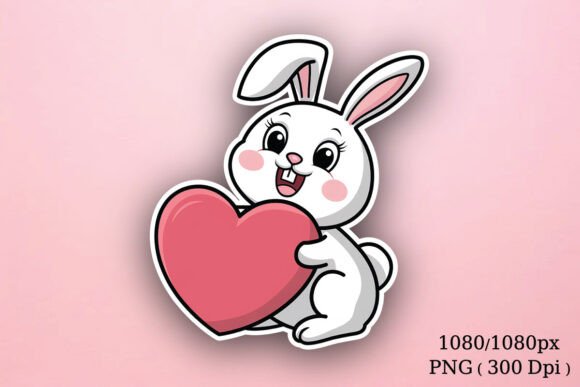 Download Cute Bunny Valentines Day Sticker, PNG - Sticker Collection