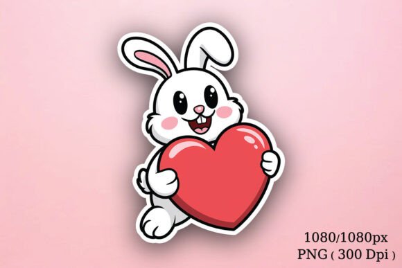 Download Cute Bunny Valentines Day Sticker, PNG - Sticker Collection