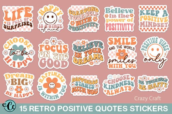 Download Retro Boho Mental Health Sticker Bundle - Sticker Collection