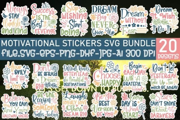 Download Motivational Stickers SVG Bundle - Sticker Collection