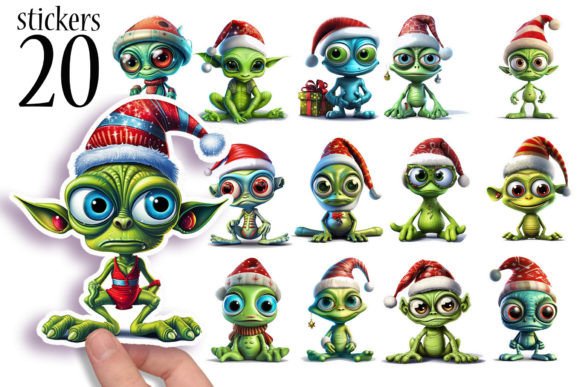 Download Cute Christmas Alien Stickers for Kids - Sticker Collection
