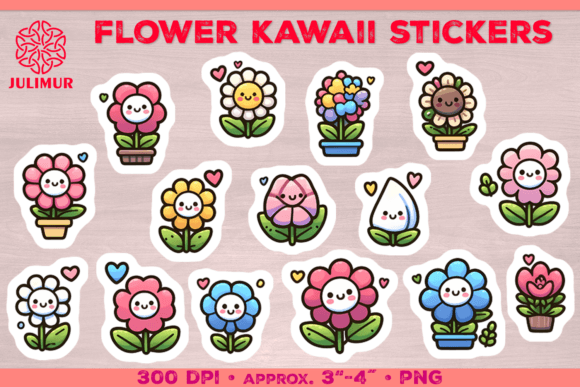 Download Cute Kawaii Flower Stickers PNG - Sticker Collection