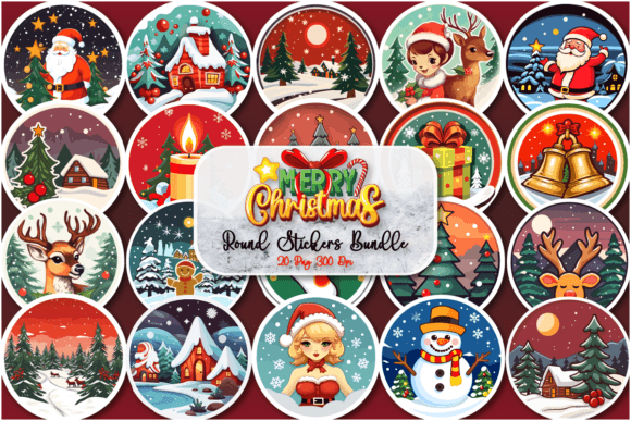 Download Round Christmas Printable Sticker Bundle - Sticker Collection
