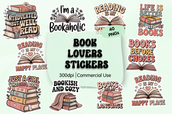 Download Book Lover Digital PNG Stickers - Sticker Collection