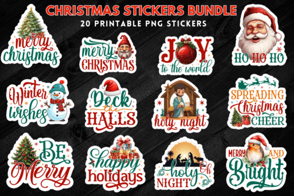 Download Christmas Printable Stickers Bundle - Sticker Collection